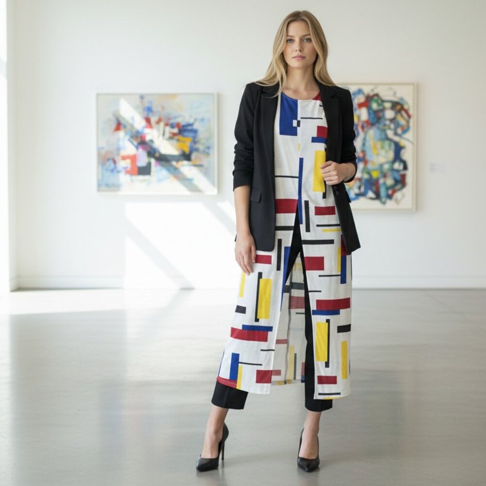 Abstract Print Flowy Tunic Top